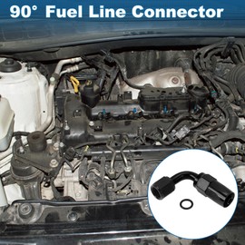 A ABSOPRO Male Flare Reducer Hose Fitting Adapter TF-1001-AN6 90° Fuel Line Connector Aluminum with O-ring Black