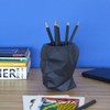 balvi The Head Pen Container Black Geometric Stylized Head Shape