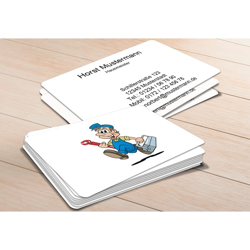 100 Janitorial Business Cards, Laminated, Includes Card Dispenser, Many Designs