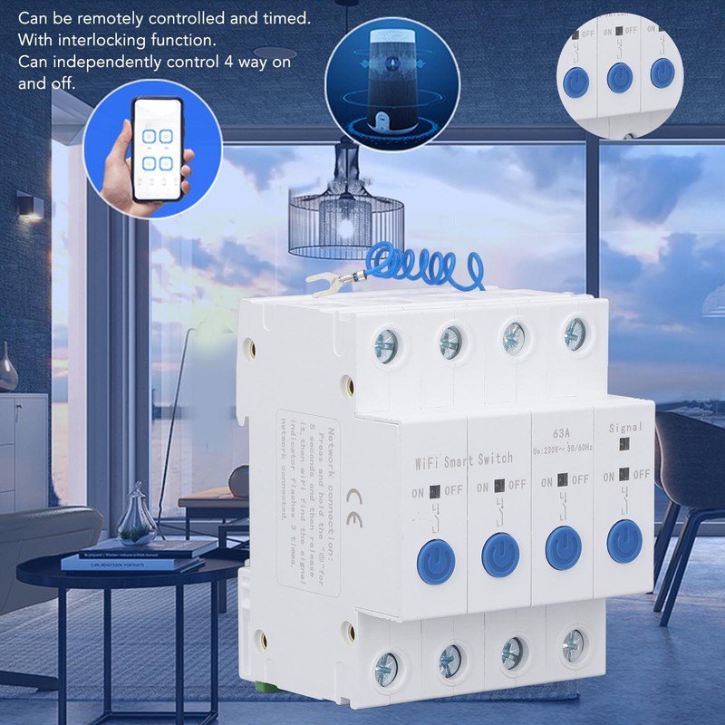WiFi Circuit Breaker 4P Remote Control Timing Delay Circuit Breaker