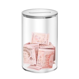 Clear Acrylic Money Box 3.54”× 3.54”× 5.9” Transparent See Through Money Saving Box Piggy Bank for Adults Kids