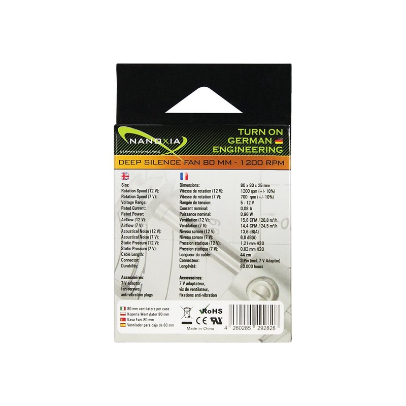 Nanoxia Deep Silence 80-1200, 80 x 80 x 25 mm,