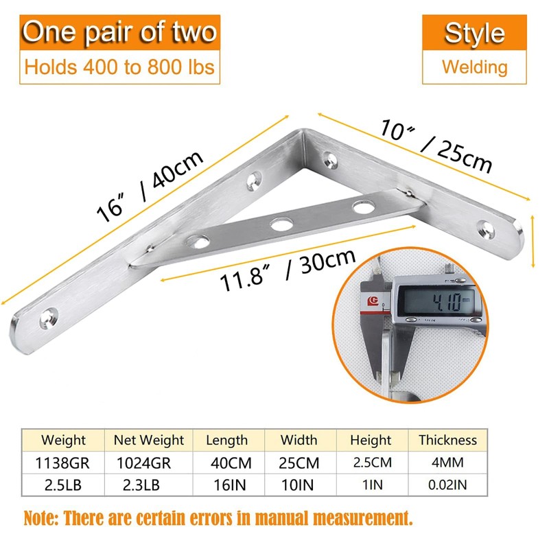 Heavy Duty Shelf Bracket,Welded Bracket,Stainless Steel Solid Shelf Brackets,Shelf Support