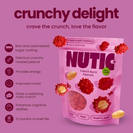 Nutic's French Burnt Peanuts Candy - 2 Lb - Crunchy, Sweet Candied Coating with Roasted Peanut Center - Festive Red Holiday Snacks in Bulk for Christmas and New Year Gifts - Deliciously Crunchy Nuts