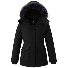 wantdo Women Coats Winter Warm Thicken Parka Jacket with Hood Black XL