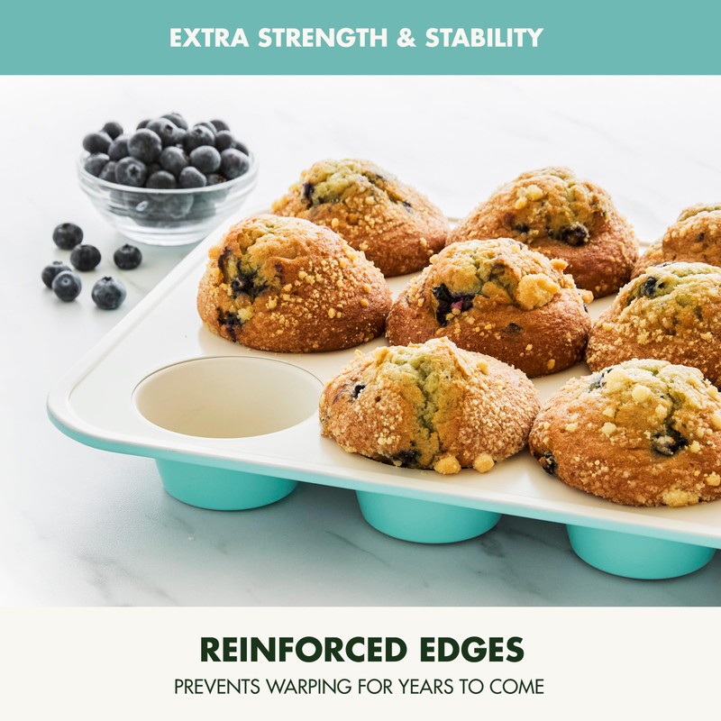 GreenPan Bakewell 12-Cup Muffin Pan, Healthy Ceramic Nonstick Bakeware, PFAS-Free