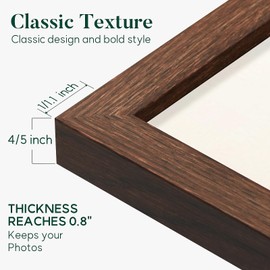 Gaevuian 12x18 frame,Distressed Farmhouse Wood Pattern 12 x18 poster frame,Display with Plexiglass,Horizontal and Vertical 12x18 picture frame,Wall Mount Décor,Walnut,1Pack