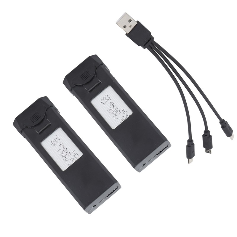 2Pcs 3.7V 1800mAh Lithium Battery with Charging Line for F184