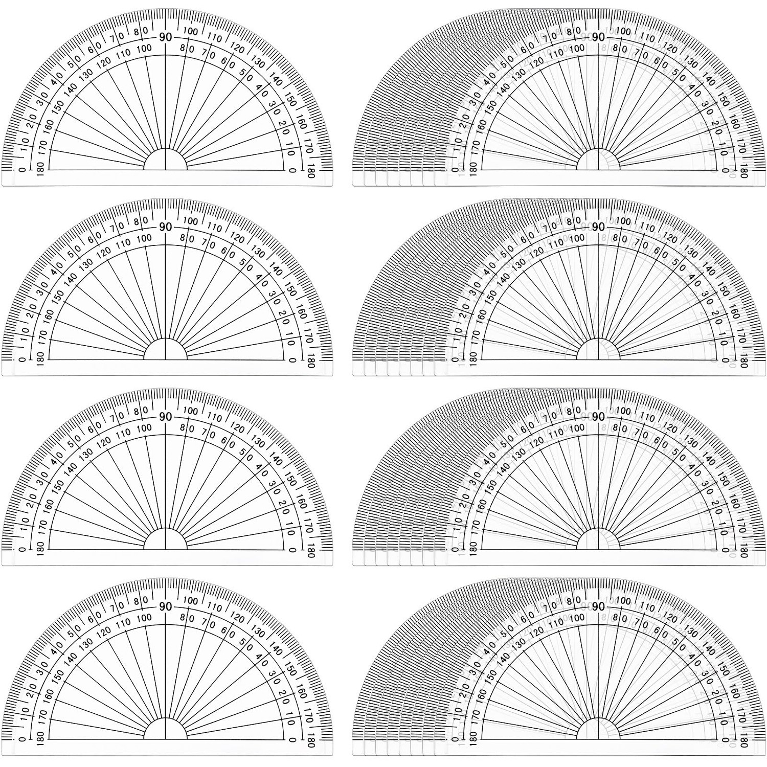 Zonon 200 Pcs 4 Inch Clear Plastic Protractor Bulk Math Protractors Set ...