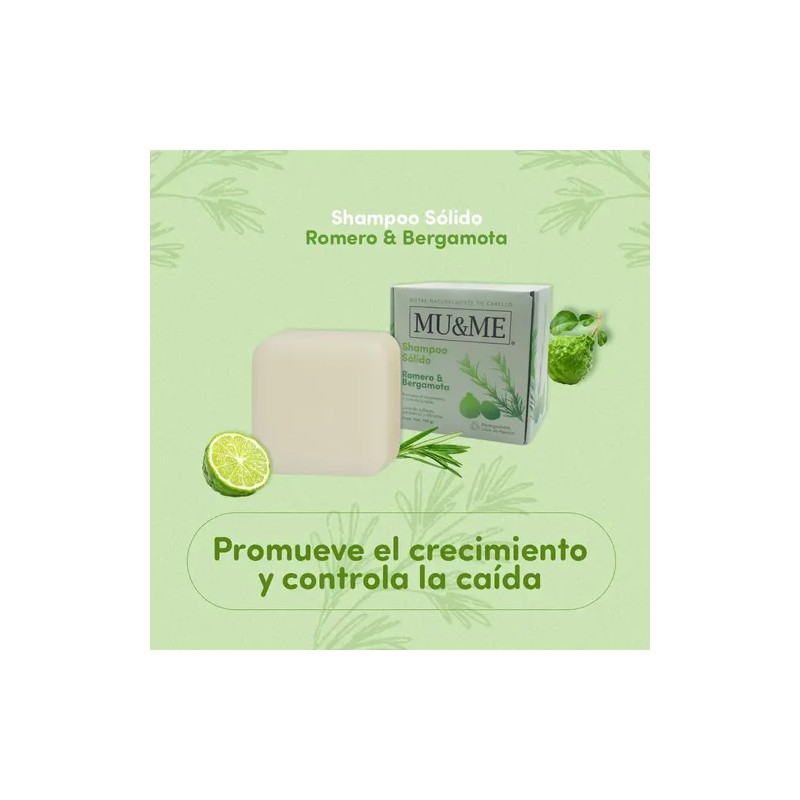 Shampoo Solido Mu&me Romero & Bergamota Crecimiento 140gr