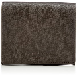 Catherine Hamnet London Prism Bi-Fold Wallet, Premium Domestic Cow Leather, Prism-Embossed, Round Zipper, Bill Holder, Key Ring, Transparent Window Pass Case, dark brown