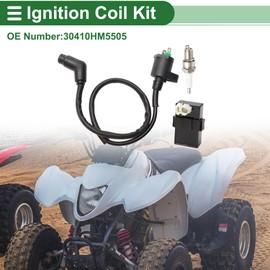 X AUTOHAUX Ignition Coil No.30410HM5505 Ignition Coil Spark Plugs CDI Box High-Tension Coil Kit for Honda FourTrax 300 TRX300 2x4 94-97