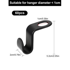 Sheryl&Rain 60Pcs Clothes Hanger Connector Hooks,Clothes Hangers Space Savers,Space Saving Hangers for Wardrobes,Space-Saving Clothes Hanger Connector Hooks,Hangers for Clothes Space Savers(Black)