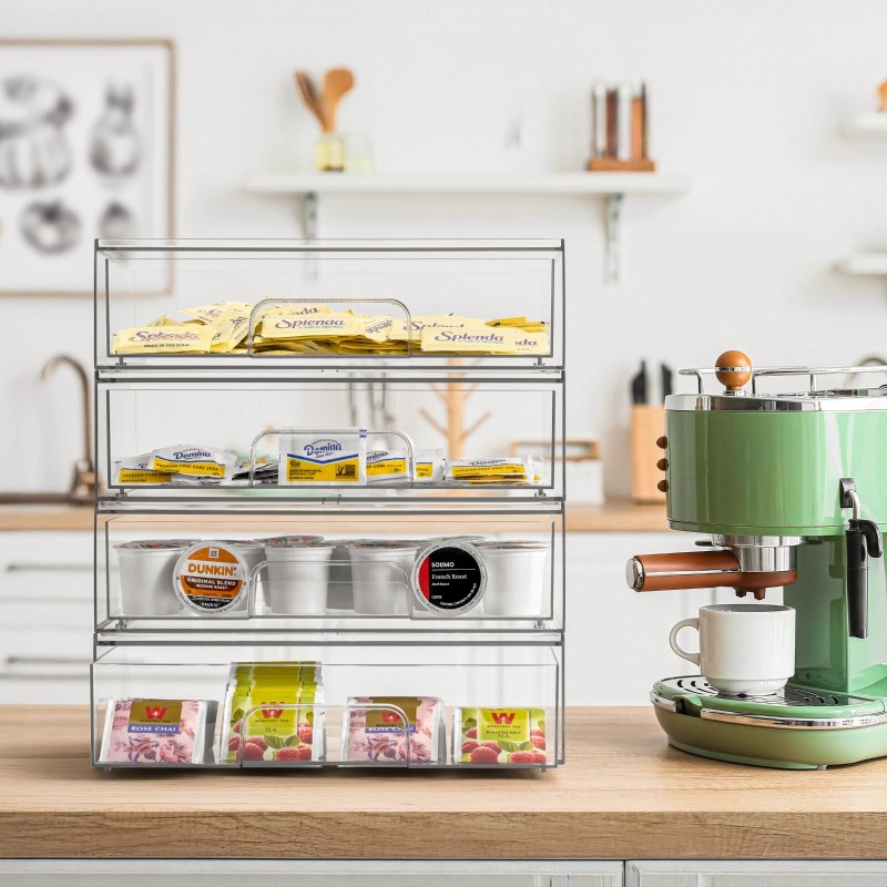 Sorbus Acrylic Organizer Storage Drawers (4 Flat Drawer)