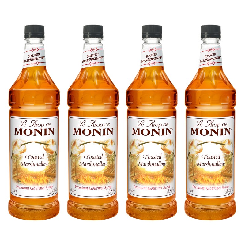 Monin Flavored Syrup, Toasted Marshmallow, 33.8-Ounce Plastic Bottles (Pack of