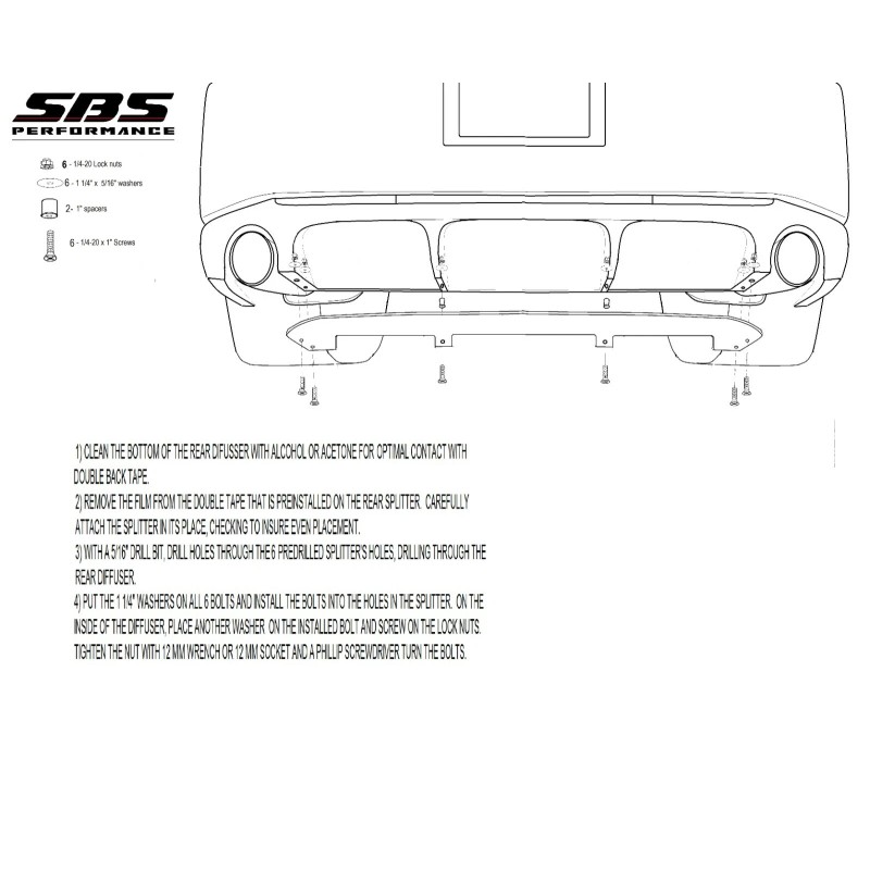 SBS PERFORMANCE PARTS REAR SPLITTER 2010-2014 Mustangs Shelby GT500, 2012