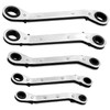 QWORK® 5Pcs Ratchet Spanner Set, 6mm-21mm Offset Reversible Double Ring