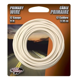 Coleman Cable 55671433 12 Gauge Automotive Copper Wire, White, 11'