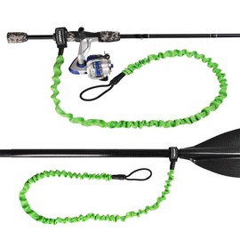 LINGVUM Paddle Leash Stretchable Kayak Paddle Tether Coiled Strap for Kayaking Canoe Leash Rod SUP Board Surfboard, Fishing Poles (Green 6 Feet) 1 Pack