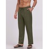 Puimentiua Mens Linen Pants Elastic Waist Drawstring Loose Fit Casual