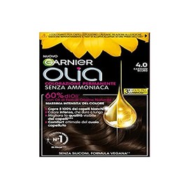Garnier Olia Haarfarbe, permanente Färbung ohne Ammoniak, deckt 100% weißes Haar ab, mit natürlichen Blütenölen natürlichen Ursprungs, vegane Formel, Dunkelbraun