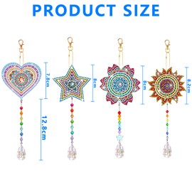 Gifts for 6-14 Year Old Girls, Craft Kits for Kids, 5D Diamond Painting Kits, Flowers Stars Diamond Painting Wind Chimes with Double Sided Rhinestone for Window Home Garden Decor (4pcs)