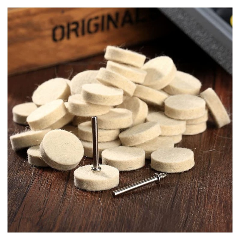 Dophee 50Pcs 25mm Wool Felt Polishing Buffing Pad Wheel w