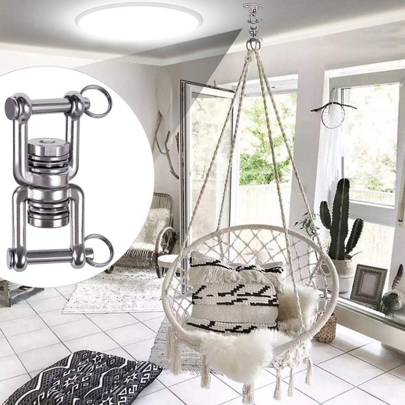 BeneLabel Dual Hanging Rings Hammock Swing Hanger, Swivel Stainless Steel