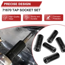 71670 Tap Socket Set, 5Pcs Fits 5/8", 11/16", 3/4", 7/8", 1" Standard Taps, 1/2" Drive Tap Socket Adapter for Large Tap and Die Set, Compatible with M.C.T.I. Metric and Standard Taps