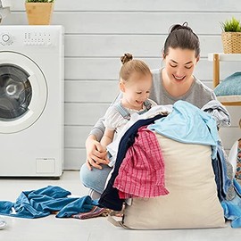 SweetNeedle Premium Canvas Laundry Bag with Shoulder Strap, 75x56 CM 40L - 100% Cotton, Fabric Weave, Highly Durable, Drawstring Cord-Lock, Machine Washable Liner for Hampers, Beige