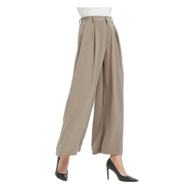 Tronjori Women High Waist Casual Wide Leg Long Palazzo Pants Trousers Regular Size(S, Mocha Short)