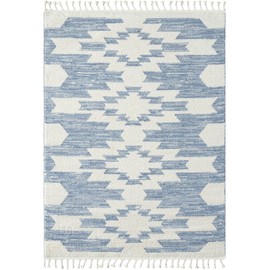 LUXE WEAVERS Ibiza Collection 8068 Blue 8x10 South Western Geometric Area Rug
