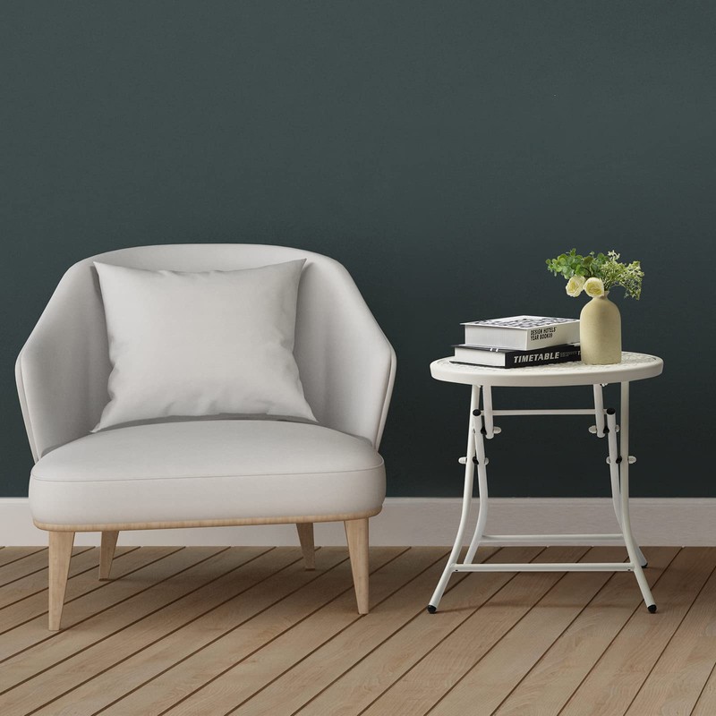 TeoKJ Folding Outdoor Side Tables, Anti Rust Small Patio Table
