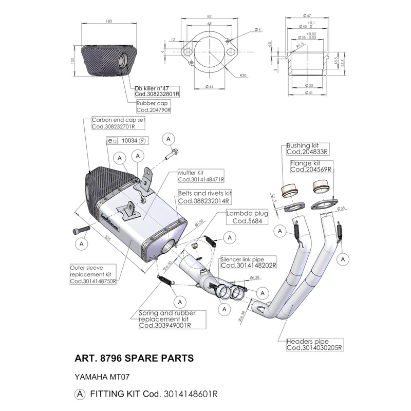DB-Killer LeoVince Exhaust Replacement Part Exhaust Silencer EVO-2 47, Diameter