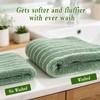 CODOHI 3 Pack Green and White Striped Hand Towels 100%