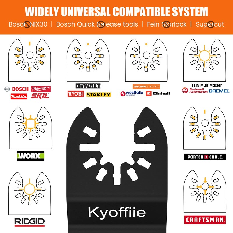 Kyoffiie 100Pcs Oscillating Saw Blades, 1-3/4" Quick Release Multi Tool