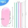 4-Pack Reusable Silicone Straws With Case & Cleaning Brush -