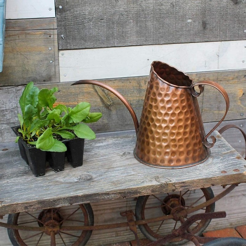 Oakestry Lightweight 12-inch Rustproof Copper Watering Can for Easy Watering