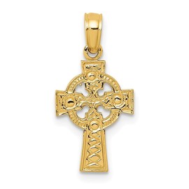 Auriga Fine Jewelry 10K Yellow Gold Celtic Cross Eternity Circle Pendant (L- 20.5 mm, W- 10 mm)