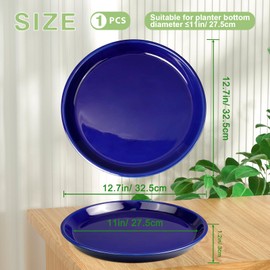 EPFamily Plant Pot Saucer 12 inch - Ceramic Plant Saucers for Indoors Outdoors Plant Drip Tray for Pots Plant Dish to Catch Water Large Flower Pot Saucer for Water Drainage Blue
