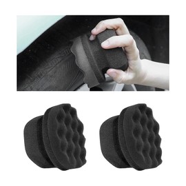 KVAEY 2 PCS Tire Dressing Applicator Pads, Reusable Hex Grip Tire Shine Applicator Polishing Sponge Pads, Wheel Tire Shine Detailing Foam for Most Vehicles, Car Accessories (Black, Small)