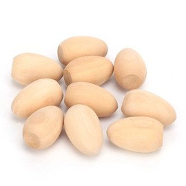 Pssopp Pack of 10 Unfinished Wooden Easter Eggs Wooden Eggs Unfinished Wooden Eggs Set Faux Eggs for Easter Family Decoration (S)