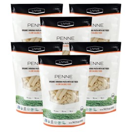 LIVIVA Organic Shirataki Penne with Oat Fiber, Low-Calorie Pasta made from Konjac Root, Non-GMO, Gluten Free and Keto Certified, 14.11 Ounce (Pack of 6)