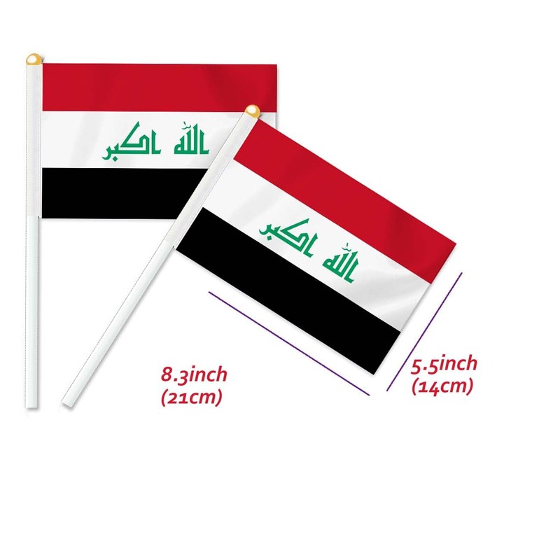 25 PCS Iraq Handheld Small Flag, Iraqi Hand held Mini