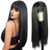 Queentas 24 Inch Long Black Wig Straight Wigs for Women