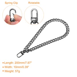 sourcing map Keychain Wristlet Strap, 8" Hand Wrist Lanyard Wrist Chain Purse Straps Key Chain Holder for Clutch Wallet Key Bag DIY, Black