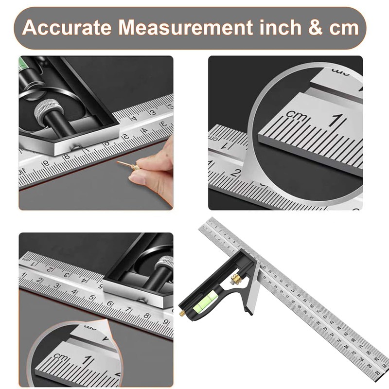 2 Pcs Square Tool, Square and Combination Square Tool Set,