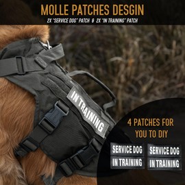 DNALLRINO No Pull Tactical Dog Harness for Medium and Large Dog, Air Mesh Dog Vest Harness, Breathable Military Dog Molle Vests with Handles, Service Dog Vest in Training for Walking Hiking