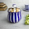 City to Cottage® Navy Blue Striped Handmade Hand Painted Ceramic