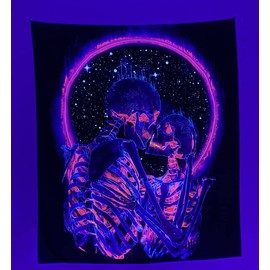 GRHOSE Astronaut Mushroom Forest Planet Blacklight UV Reactive Trippy Tapestry for Bedroom, Living Room Wall Hanging Home Decor